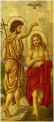 Jesus being baptized by John the Baptist